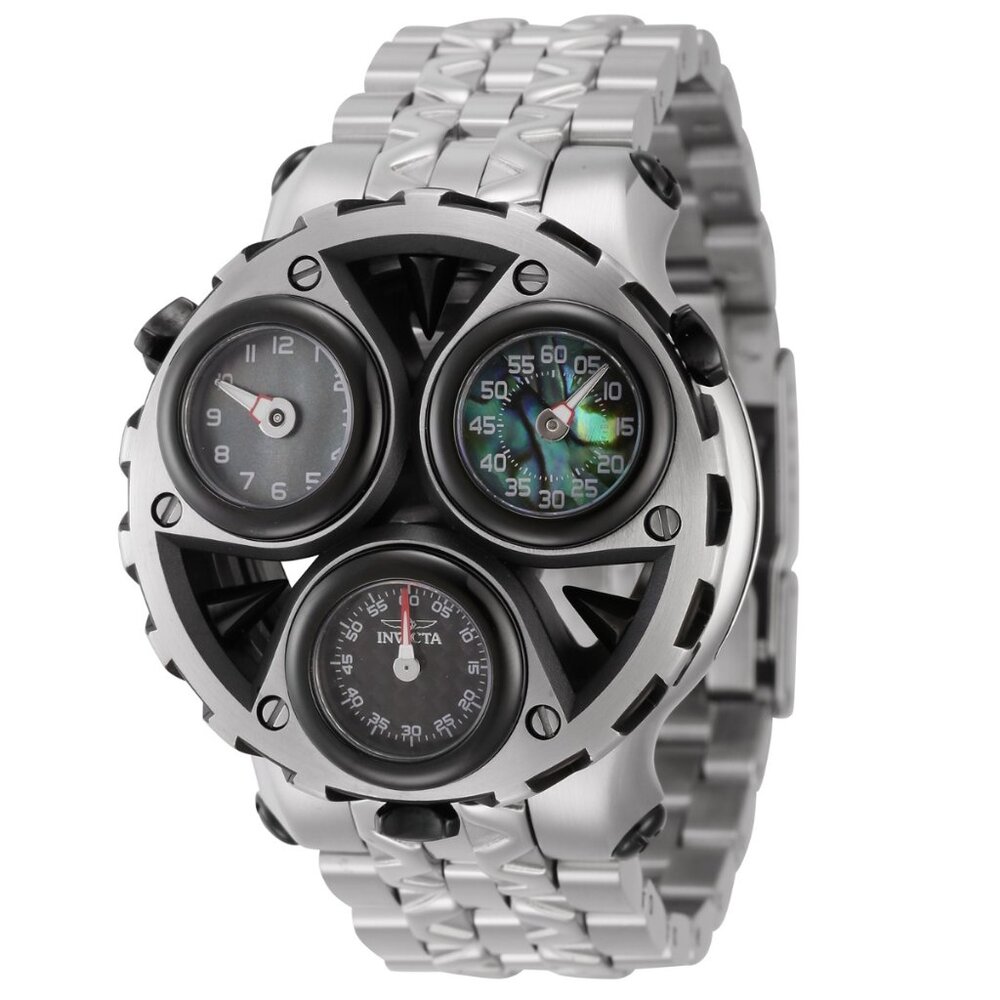 Invicta Cerberus Mens Silver Watch 44594 Abalone/Carbon Fiber Dial 47mm New!